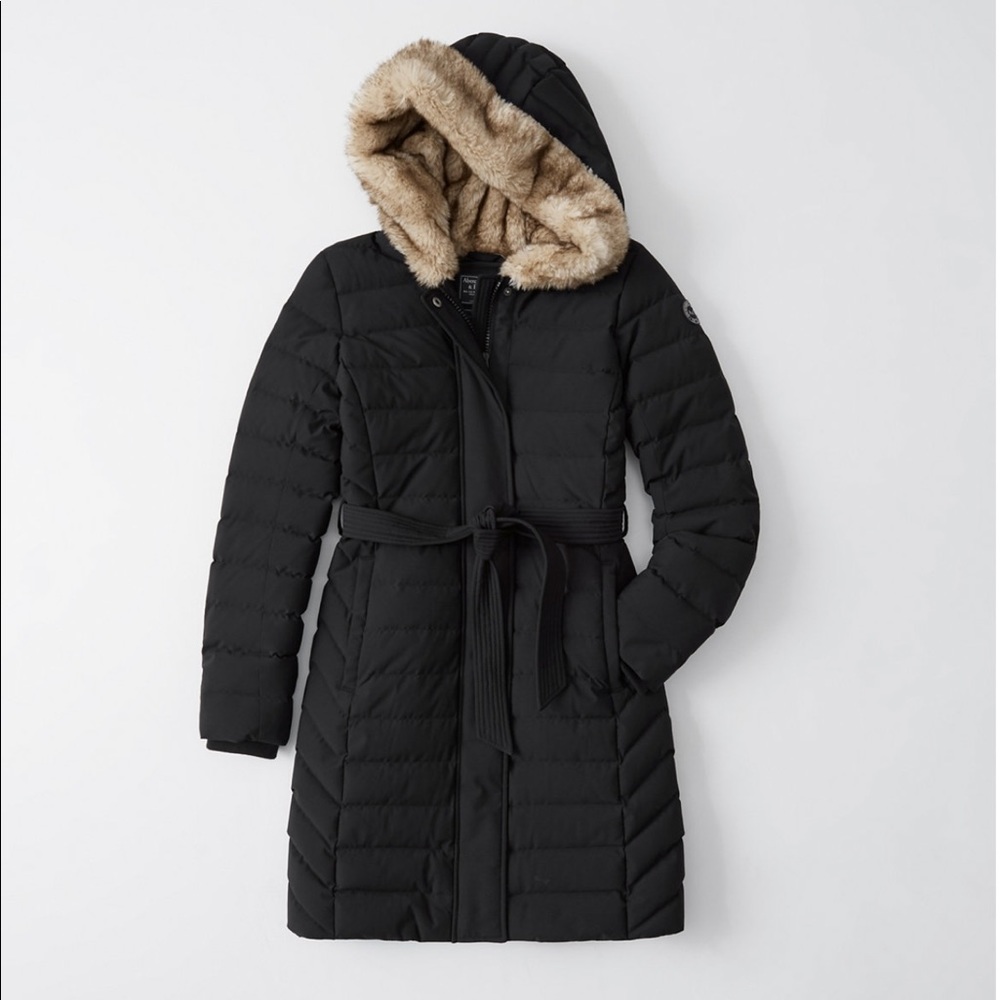 New A&F Long Down Stretch Puffer (Black)